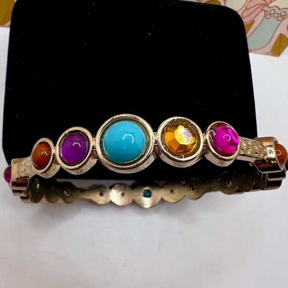 Glass Cabochon Bangle Bracelet Multi Color - Picture 4 of 4